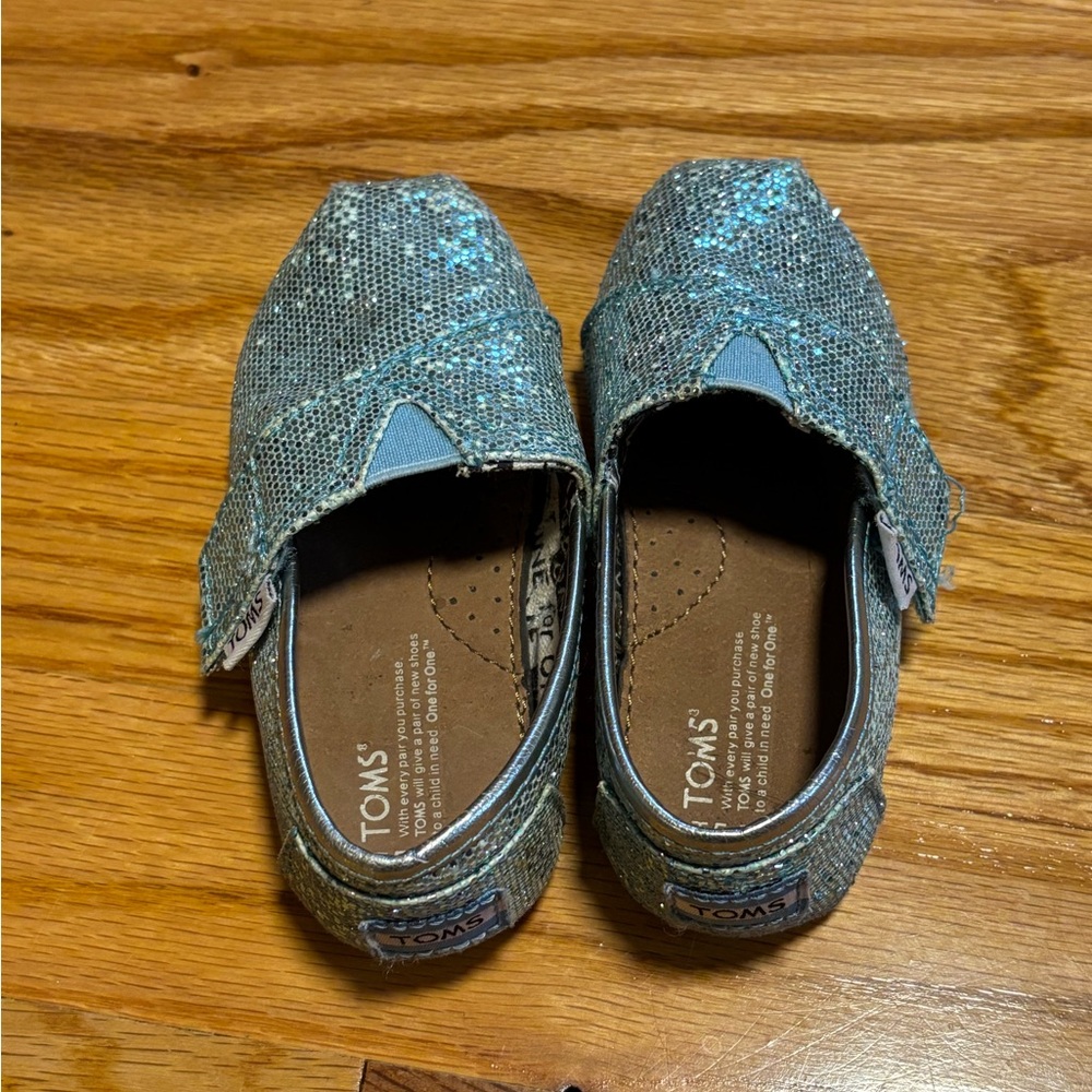 TOMS Kids Glitter Moccasins - Teal